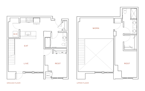 Floor plan for 2 beds, 2 baths, 1422 sqft
